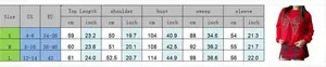Detailed size guide table for women's western style bow sweatshirt with measurements