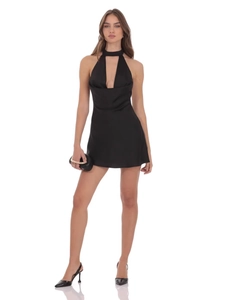 Robe Mini en Satin Sexy Pour Femmes Avec Col en V Profond et Dos Nu Sans Manches Pour Fête et Clubwear