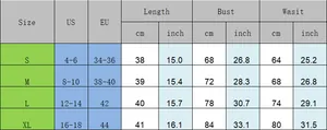 Detailed size chart for lace camisole including bust and waist measurements in cm and inches