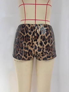 Sexy leopard print sequined hot pants for women with shimmering party styling