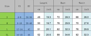 Detailed size chart for sexy V-neck cropped top showing US and EU measurements