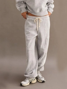 Grey joggers set with star patches and drawstring waist in high street sport style