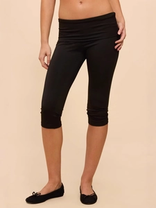 Women High Waist Fold Over Capri Leggings Slim Fit Solid Color Yoga Pants Streetwear Comfortable Casual Summer Bottoms