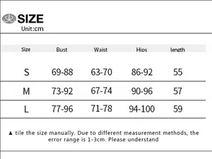 Size chart showing bust, waist, and hip measurements for this floral slim fit mini dress