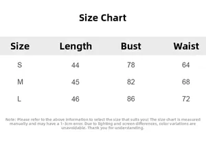 Tableau des tailles avec longueur, buste et taille pour l'ensemble crop top femme uni