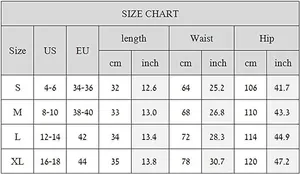 Tableau des tailles détaillé pour shorts rayés femme avec mesures US/EU précises
