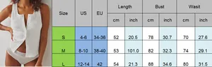 Size chart for women's U-neck button knit top showing US and EU sizing measurements