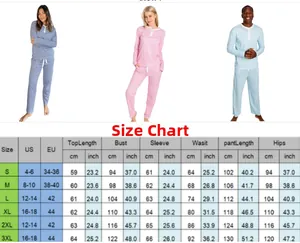 Tableau des tailles détaillé pour ensemble femme à col en V en centimètres et pouces