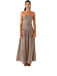 Abito Maxi Senza Spalline con Increspature Donna Elegante Schiena Scoperta Linea A Lungo Abito Festa Estate Mare Vacanza