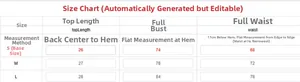 Detailed size chart for polka dot bow camisole including bust and length in cm