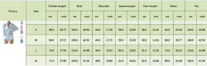 Detailed size chart for women striped satin pajama set showing CM and Inch measurements