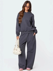 Ensemble Sweat à Capuche pour Femmes Style Urbain Imprimé Nœud Oversize Top And Bottom Survêtement Décontracté en Polyester