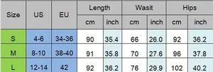 Size chart for high waist polka dot tulle skirt showing US and EU measurements