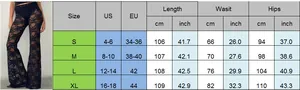 Tableau des tailles détaillé pour pantalon évasé en dentelle à taille haute en S-XL