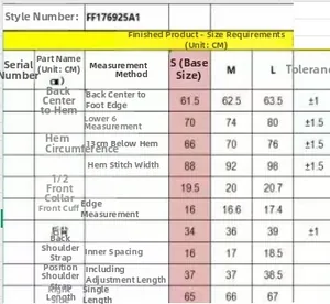 Tableau des tailles détaillé pour robe dos nu sexy imprimée avec découpes