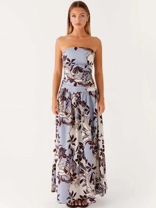 Robe Longue Femme Sexy Imprimé Fleuri Haut Tube Dos Nu Vacances Robe Longue Coupe Ajustée Élégante Été Plage Fête Robe Bustier