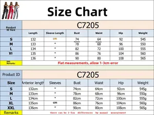 Detailed size chart for strapless backless jumpsuits with measurements in S to XXL sizes
