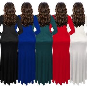 Elegant bodycon evening dresses in five colors featuring sequined cuffs and fishtail hem