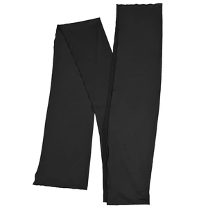 Detail of elegant black fabric sash tie showing high-quality stitching and smooth texture
