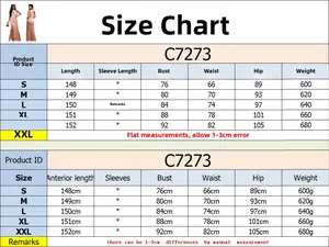 Detailed size guide for sequin slit evening dress including bust waist and hip measurements