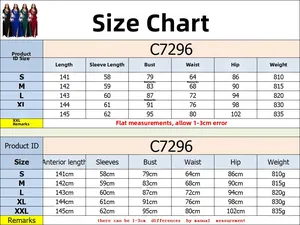 Detailed size guide table for V-neck rhinestone maxi dress showing measurements S-XXL