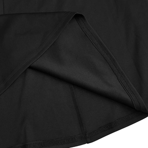 Detail shot of the precise stitching and hem finish on a black slim-fit bodycon dress