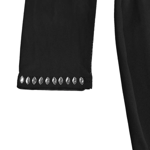 Détail du tissu en maille noire élégante orné de strass décoratifs en forme d'œil de cheval