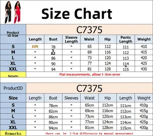 Detailed size chart for women bow tie lounge pants set including bust and waist measurements