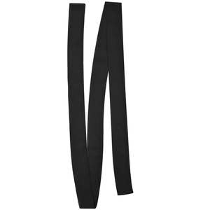 Close-up of a minimalist black fabric belt with double-layer stitching for elegant dresses