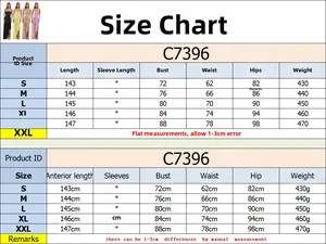 Size chart for women's hot-drilled slit dress showing S-XXL measurements in cm