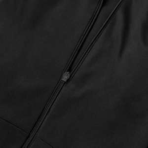 Close-up of black breathable honeycomb fabric and premium metal zipper detail