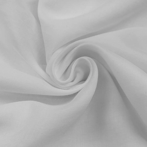 Close-up detail showing the high-quality white woven fabric texture and soft drape