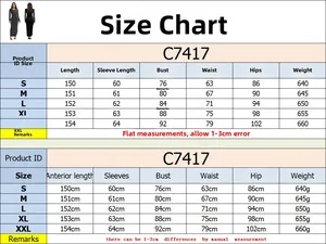 Detailed size chart for bodycon dress with rhinestone beads showing length and measurements
