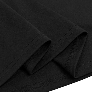 Close-up of high-quality double stitching and hemming on black beaded bodycon dress