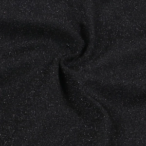 Gros plan sur un tissu textile noir scintillant avec paillettes argentées pour robes