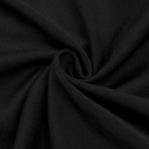 Close-up of black high-density knit fabric showing soft texture and elegant drape