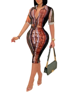 Close-up of abstract stripe print and waist hollow detail on women's two-piece set