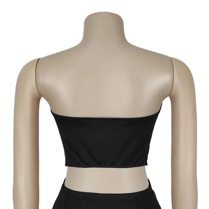 Detail view of the strapless tube top back design with stretchy fabric for women