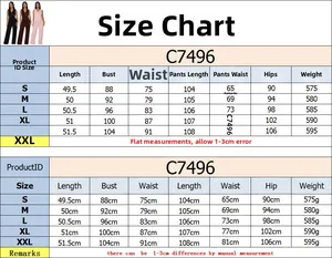 Tableau des tailles détaillé pour ensemble haut sans manches col V et pantalon femme S-XXL