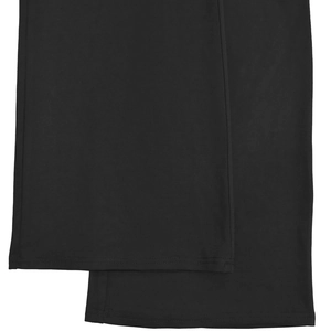Detailed close-up showing the precise stitching and high-quality hem on these black trousers