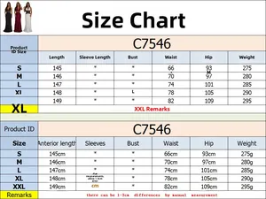 Size chart with measurements for lace V-neck backless maxi dress from S to XXL