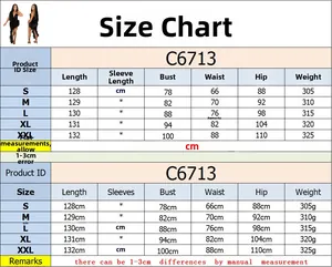 Tableau des tailles détaillé pour la robe bustier à paillettes et plumes de la taille S à XXL