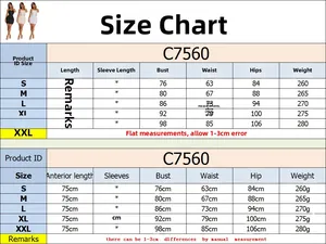 Detailed size chart for sexy sequin pearl dress showing S to XXL measurements in cm