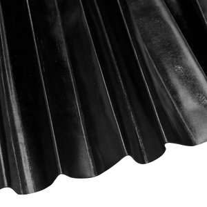 Detailed macro view of black pleated fabric with honeycomb texture and glossy finish