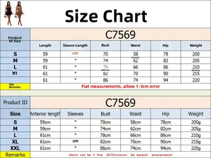 Size guide table for women's strapless ruffle mini dress showing bust and waist specs