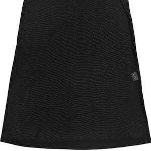 Détail du tissu en maille noire transparente montrant la texture fine et ondulée