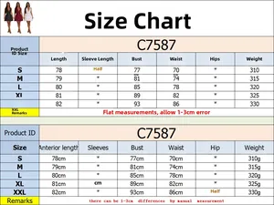 Size chart for women's V-neck halter dress showing bust and waist data for S-XXL