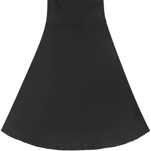 Detail of the high-quality stitching and fishtail hem on this elegant black dress