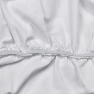 Close-up of the white elastic waistband showing precise stitching and durable fabric texture