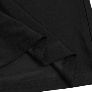 Close-up of black elastic fabric texture with professional double-needle stitching detail